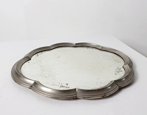 Art Deco Baroque Style Pewter Table Mirror-FO-1216211