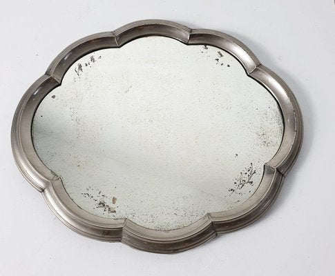 Art Deco Baroque Style Pewter Table Mirror-FO-1216211