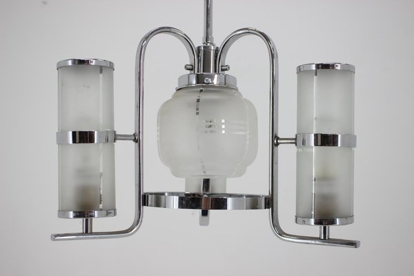 Art Deco Bauhaus Pendant in Chrome and Glass, 1930s-TZ-1259859