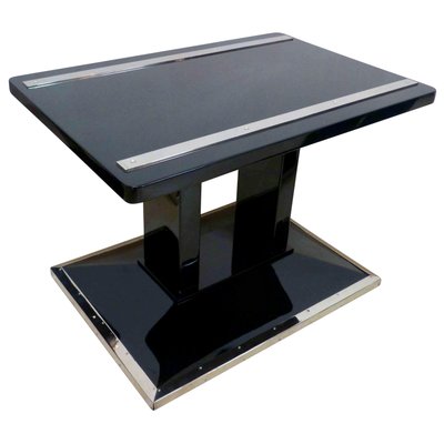 Art Deco Bauhaus Side Table in Black Lacquer & Chrome, Austria, 1920s-NNB-1261743