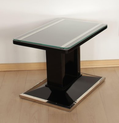 Art Deco Bauhaus Side Table in Black Lacquer & Chrome, Austria, 1920s-NNB-1261743