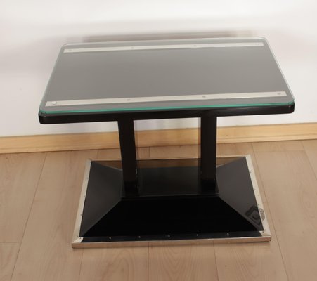 Art Deco Bauhaus Side Table in Black Lacquer & Chrome, Austria, 1920s-NNB-1261743