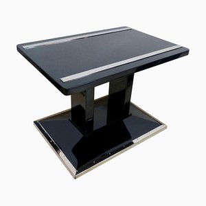 Art Deco Bauhaus Side Table in Black Lacquer & Chrome, Austria, 1920s-NNB-1261743