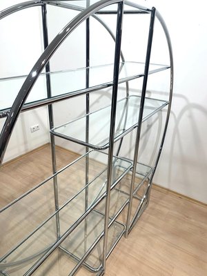 Art Deco Bauhaus Style Shelf in Chromed Steel and Glass, 1950s-NNB-853722