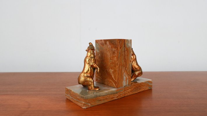 Art Deco Bear Bookends, 1930s, Set of 2-YSY-1294857