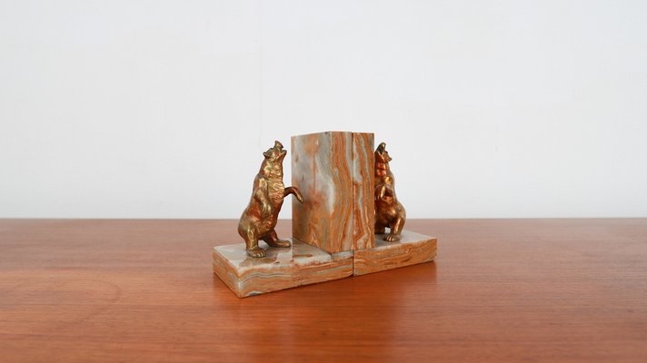 Art Deco Bear Bookends, 1930s, Set of 2-YSY-1294857