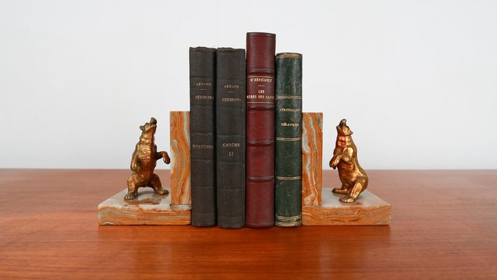 Art Deco Bear Bookends, 1930s, Set of 2-YSY-1294857