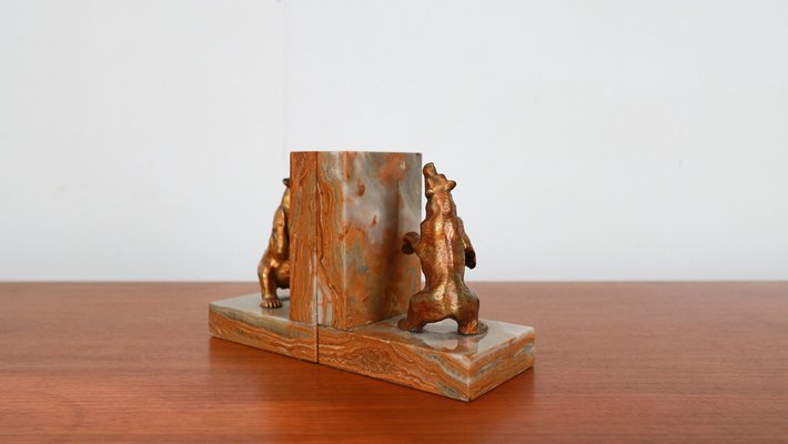 Art Deco Bear Bookends, 1930s, Set of 2-YSY-1294857