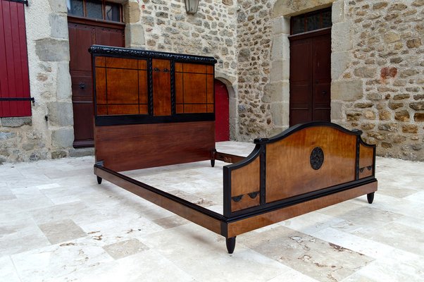 Art Deco Bed in Carved Wood, 1920-XNH-1804668