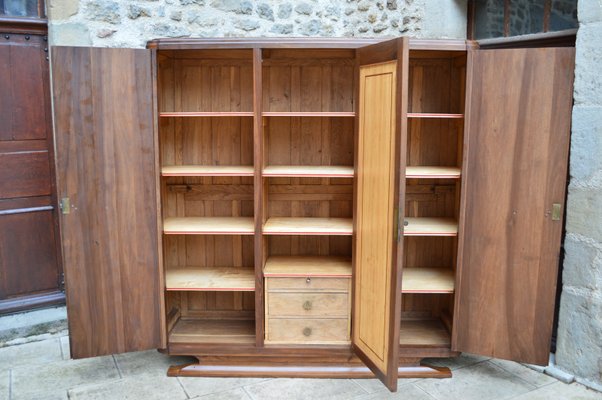 Art Deco Bedroom Set in Walnut Carved with Flowers, 1920s, Set of 5-XNH-1017659