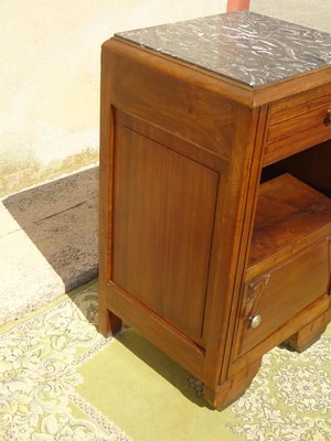 Art Deco Bedside Table in Walnut and Marble, 1930s-ABK-2040158