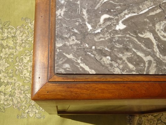 Art Deco Bedside Table in Walnut and Marble, 1930s-ABK-2040158