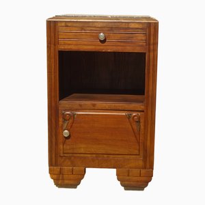 Art Deco Bedside Table in Walnut and Marble, 1930s-ABK-2040158