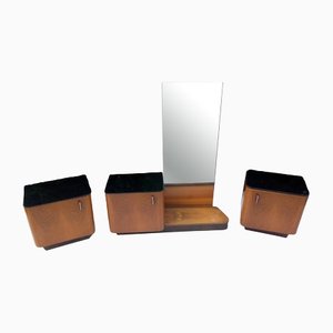 Art Deco Bedside Tables and Mirror, Set of 3-VIC-1309923