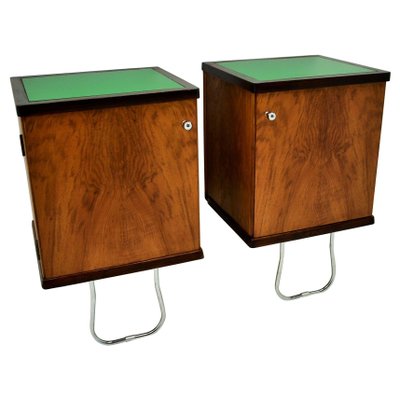 Art Deco Bedside Tables, Czechoslovakia, 1930s, Set of 2-TZ-1728473