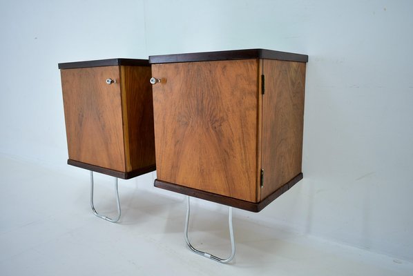 Art Deco Bedside Tables, Czechoslovakia, 1930s, Set of 2-TZ-1728473