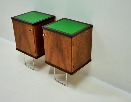 Art Deco Bedside Tables, Czechoslovakia, 1930s, Set of 2-TZ-1728473