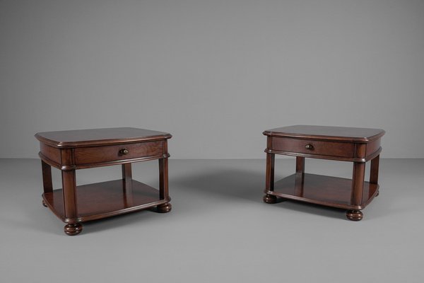 Art Deco Bedside Tables in Mahogany, 1940s, Set of 2-KQB-1448684