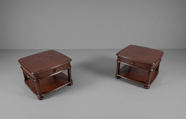 Art Deco Bedside Tables in Mahogany, 1940s, Set of 2-KQB-1448684