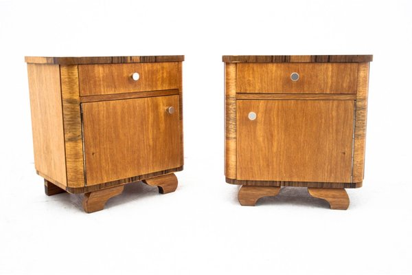 Art Deco Bedside Tables, Poland, 1950s, Set of 2-BXB-1798071