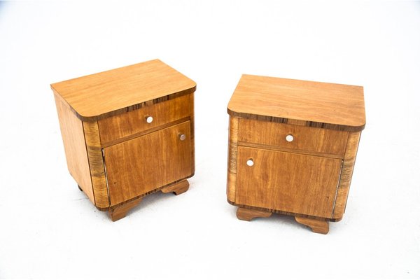 Art Deco Bedside Tables, Poland, 1950s, Set of 2-BXB-1798071