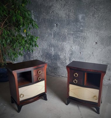 Art Deco Bedside Tables with Parchment Details, France, 1930s, Set of 2-POM-1421333