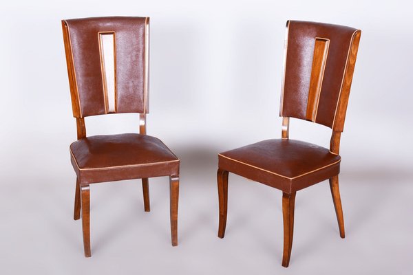 Art Deco Beech Chairs attributed to Jules Leleu, France, 1920s, Set of 2-WHY-1790747