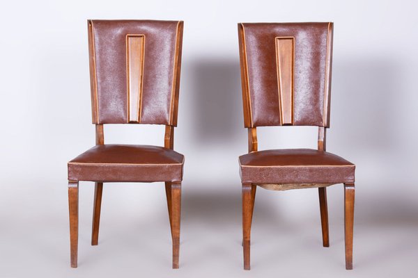 Art Deco Beech Chairs attributed to Jules Leleu, France, 1920s, Set of 2-WHY-1790747