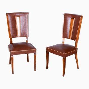 Art Deco Beech Chairs attributed to Jules Leleu, France, 1920s, Set of 2-WHY-1790747