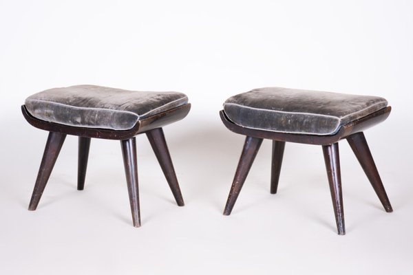 Art Deco Beech Stools, 1920s, Set of 2-WHY-1734482