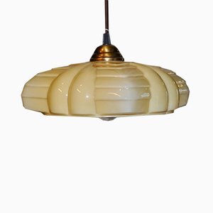 Art Deco Beige Opaline Pendant Lamp, 1920s-ROJ-857126