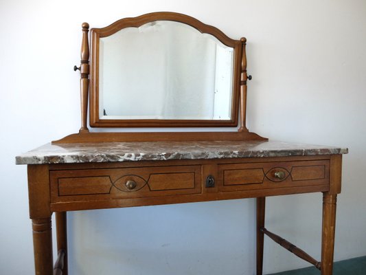 Art Deco Belgian 20th Century Vanity Cabinet with Marquetry, Dresser-ZM-1155186