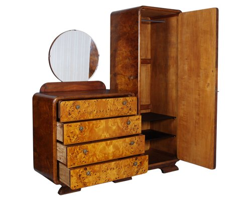 Art Deco Birch and Walnut Burl Bedroom Set by Osvaldo Borsani, 1930s, Set of 4-NJV-749325