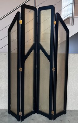 Art Deco Black Ebonized Wood and Gold Metal Screens, 1960s-PSK-1426206