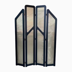 Art Deco Black Ebonized Wood and Gold Metal Screens, 1960s-PSK-1426206