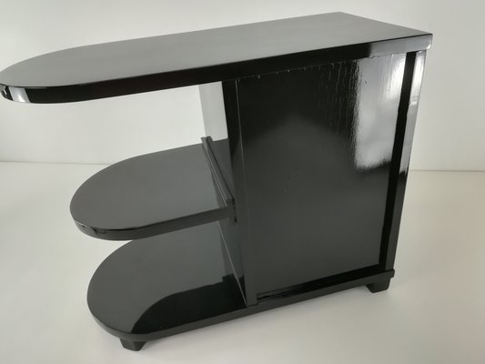 Art Deco Black Glossy Bedside Table, 1920s-KDB-2041912