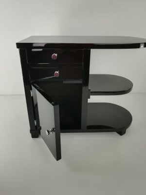 Art Deco Black Glossy Bedside Table, 1920s-KDB-2041912