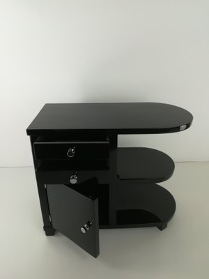 Art Deco Black Glossy Bedside Table, 1920s-KDB-2041912