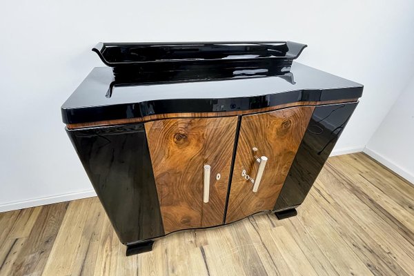 Art Deco Black High Gloss & Walnut Chest of Drawers, Germany, 1930-VMP-1176959