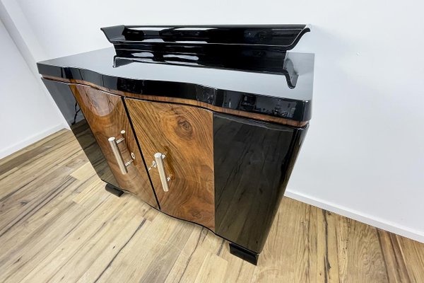 Art Deco Black High Gloss & Walnut Chest of Drawers, Germany, 1930-VMP-1176959