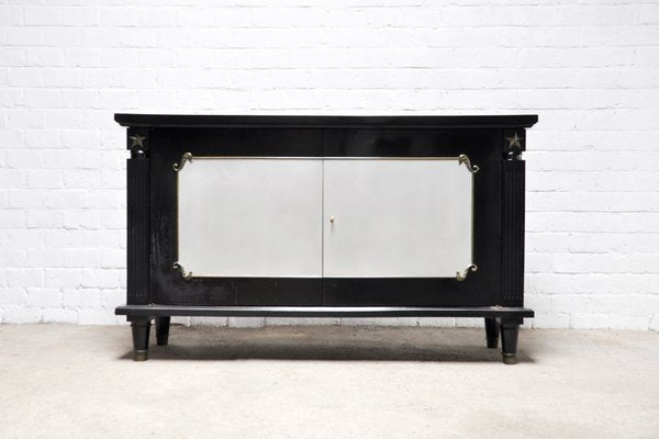 Art Deco Black Lacquer and Bronze Cabinet in the style of André Arbus, France, 1930s-WUY-985405