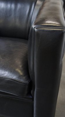 Art Deco Black Sheep Leather Armchairs, Set of 2-HPP-2036605