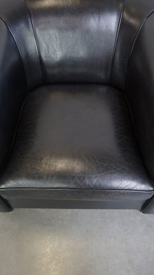 Art Deco Black Sheep Leather Armchairs, Set of 2-HPP-2036605