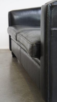 Art Deco Black Sheep Leather Sofa-HPP-2036606