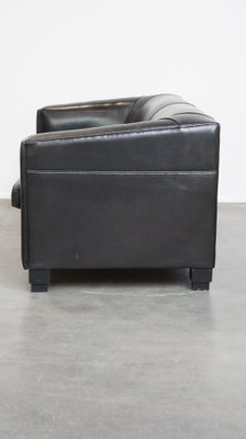 Art Deco Black Sheep Leather Sofa-HPP-2036606