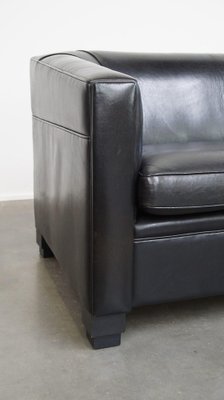 Art Deco Black Sheep Leather Sofa-HPP-2036606