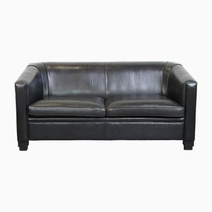 Art Deco Black Sheep Leather Sofa-HPP-2036606