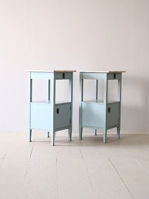 Art Deco Blue Bedside Tables with Drawers, 1930s, Set of 2-QWP-1816630