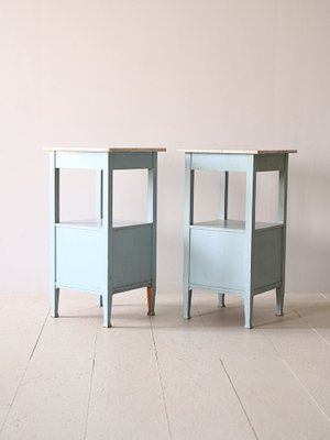 Art Deco Blue Bedside Tables with Drawers, 1930s, Set of 2-QWP-1816630