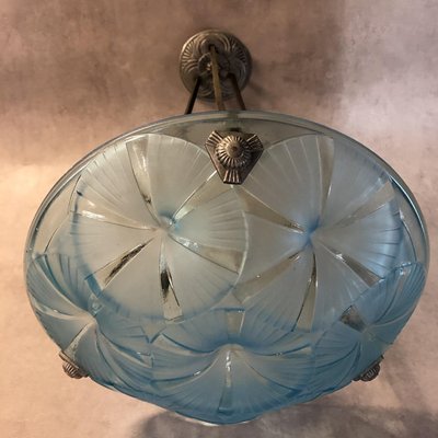 Art Deco Blue Chandelier by Degué, 1930s-SDV-646920